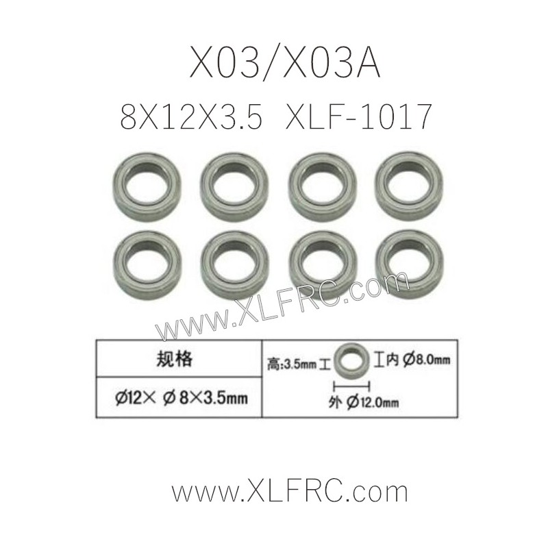 XLF X03 X03A RC Car Parts Bearing 8X12X3.5 XLF-1017