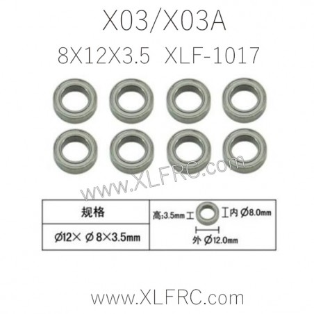 XLF X03 X03A RC Car Parts Bearing 8X12X3.5 XLF-1017 XLF X03 X03A RC Car Parts Bearing 8X12X3.5 XLF-1017